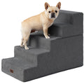 EHEYCIGA Dog Stairs for Bed 18" H, 4-Step Dog Steps for High Bed, Pet Steps for Small Dogs and Cats, Non-Slip Balanced Pet Ramp Indoor, Grey