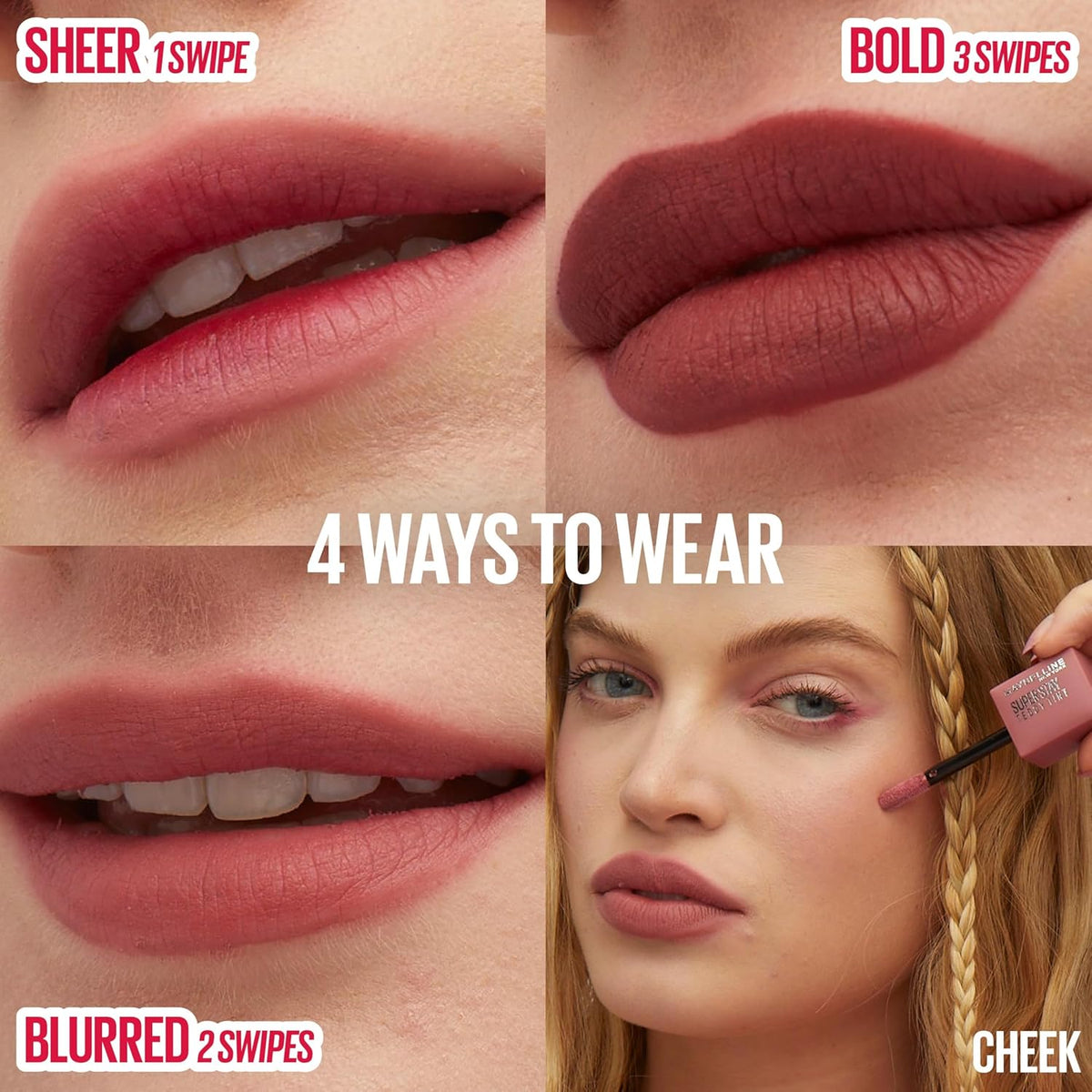 MAYBELLINE Super Stay Teddy Lip Tint, Long Lasting Matte Lipstick for Up To 12HR Wear, Velvet Choker, 1 Count