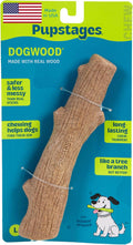 Pupstages Dogwood Dog Chew Toy, Made in the USA – Real-Wood Blend, Natural Flavor & Texture, Moderate Chewers, Large, 8"