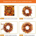 Fall Wreath 22 Inch Fall Wreaths for Front Door Autumn Pumpkin Wreaths with Orange Eucalyptus Leaves and Berries for Indoor Outdoor Thanksgiving Harvest Festival Celebrations