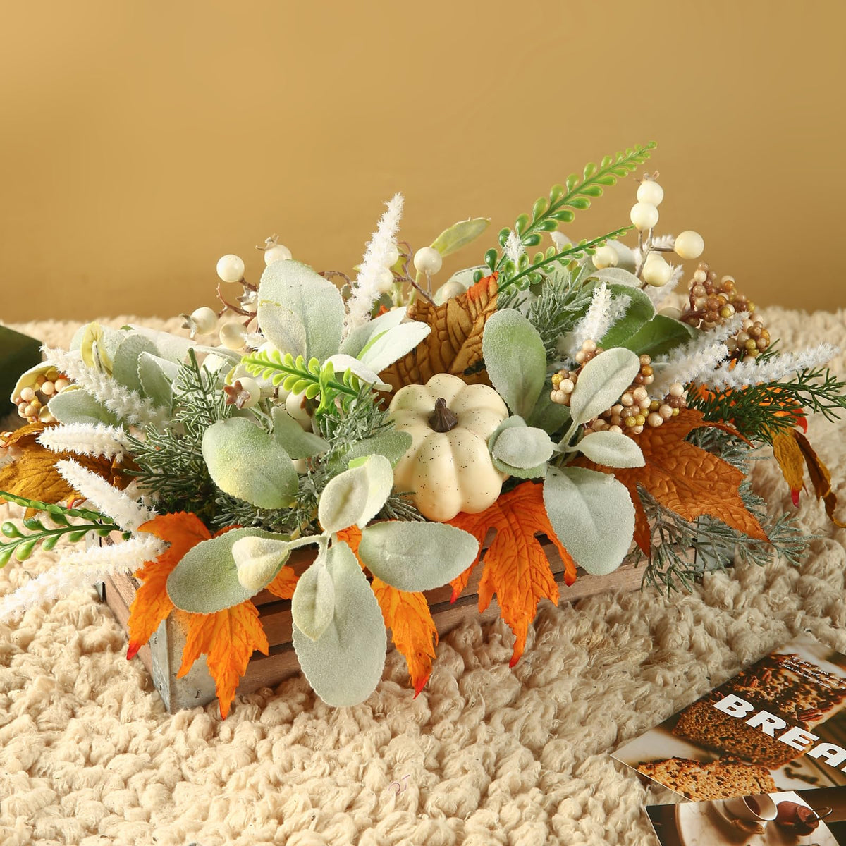 20" Harvest Fall Wreath for Front Door,Pumpkins Berries Autumn Wreaths