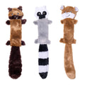 ZippyPaws Skinny Peltz - No Stuffing Dog Toy Pack to Keep Them Busy, for Medium and Large Dogs, Squeaky Pet Toys, Unstuffed Chew Toys, Soft Plush Variety Pack, Fox, Raccoon, and Squirrel - 18"