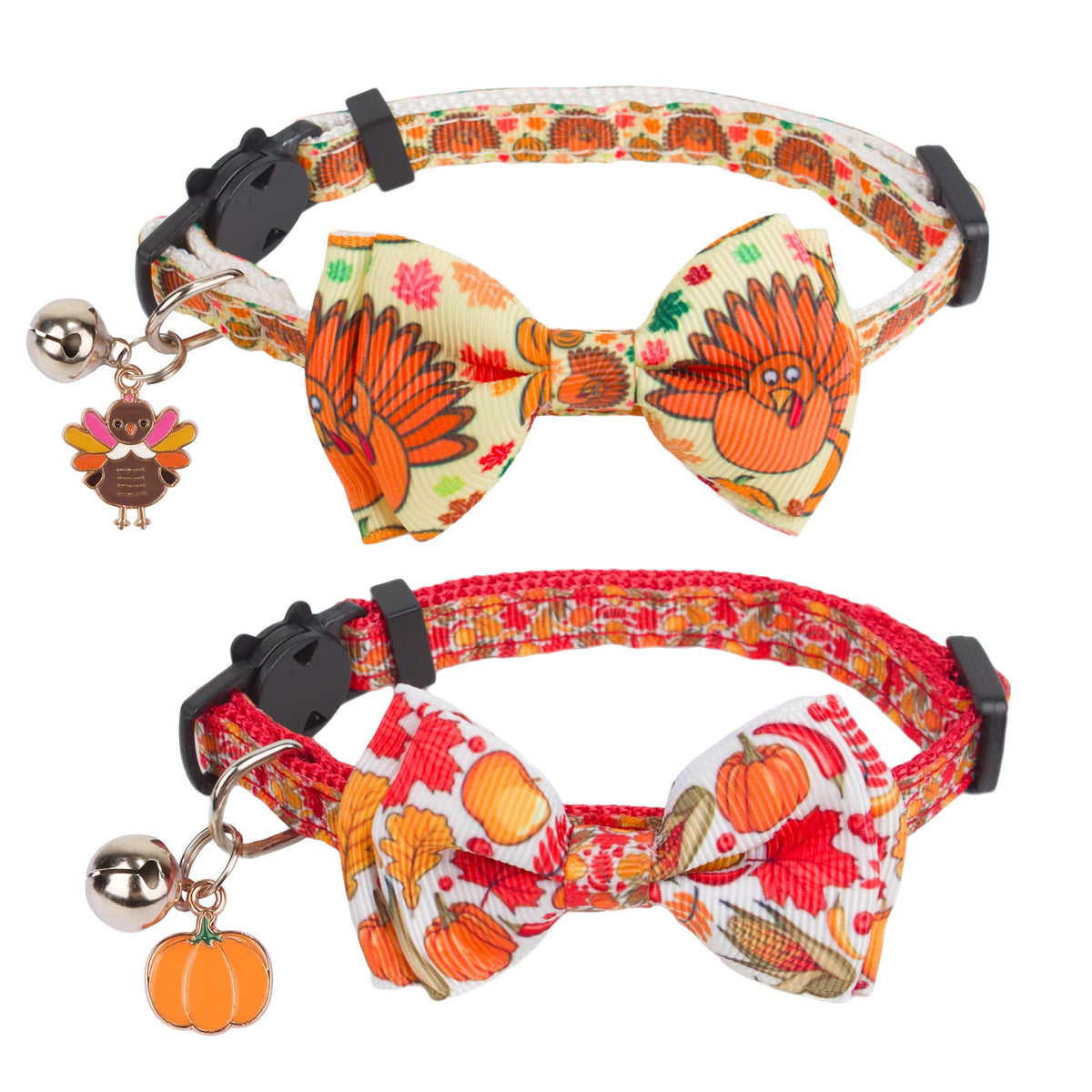 ADOGGYGO Halloween Cat Collar with Bow Bell, Skull Cat Bow Tie Collar