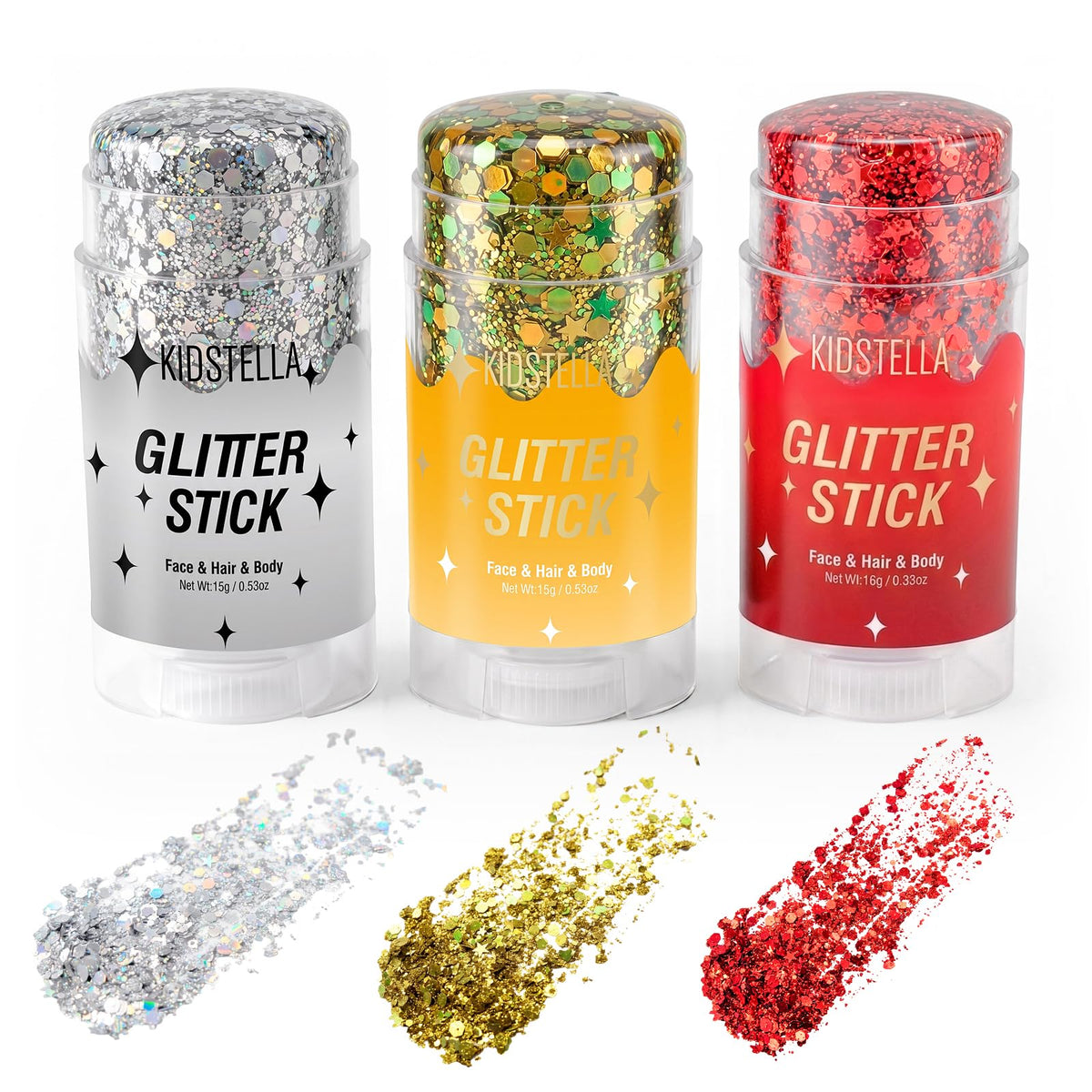 Halloween Body Glitter Stick for Face and Hair, Bat Cross Ghosts Sequins