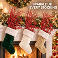 48 Pcs Red Christmas Tree Picks and Sprays Glitter 17" Berry Stems