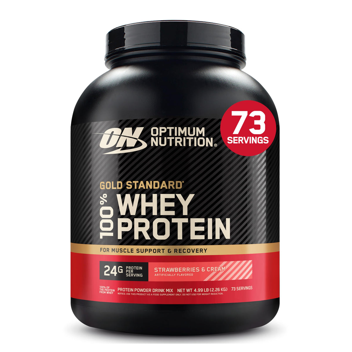 Optimum Nutrition Gold Standard 100% Whey Protein Powder, Vanilla Ice Cream, 2 Pound (Packaging May Vary) | 24g 100% Whey Protein Per Serving, with BCAAs, Gluten Free, Banned Substance Tested, Easy Mixing, Muscle Support & Recovery