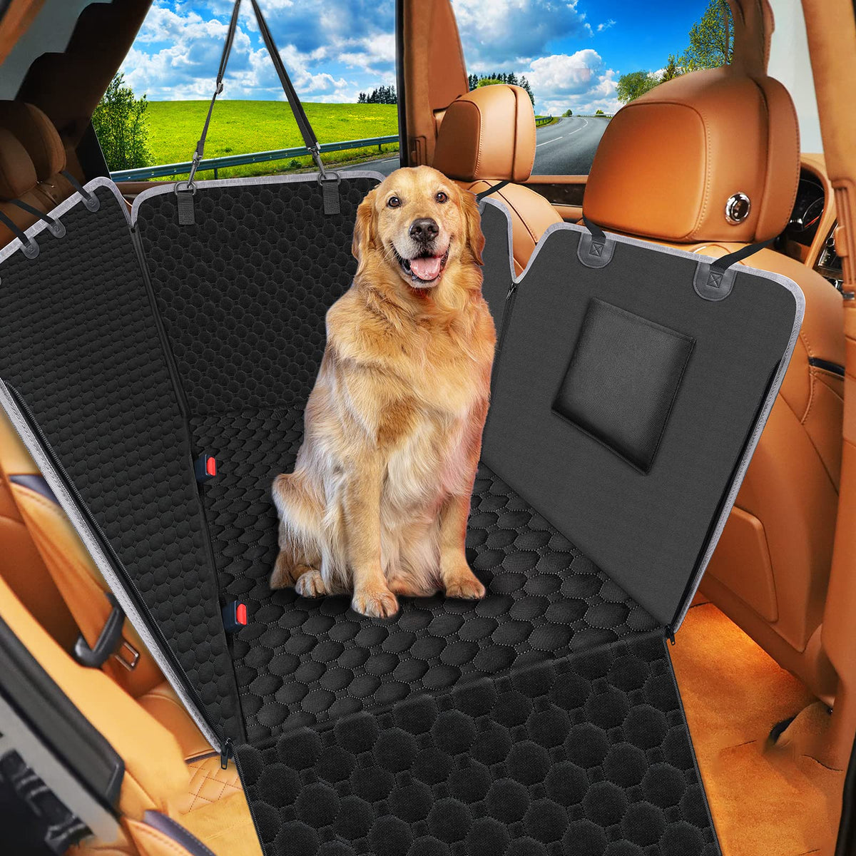 Mancro Dog Car Seat Cover for Back Seat, Waterproof Dog Hammock for Car