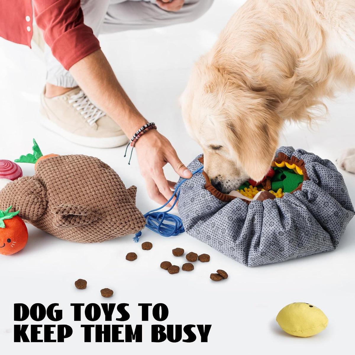 Nocciola 7 in 1 Thanksgiving Turkey Dog Toys, Squeaky Stuffed Soft Interactive Cognitive Enrichment Hide and Seek Dog Chew Toys for Large Medium Small Dogs, Cute Plush Pet Supplies 7 Packs