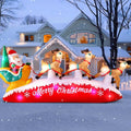 Danxilu Christmas Inflatables 10 FT Long Santa Sleigh and Reindeer Decor