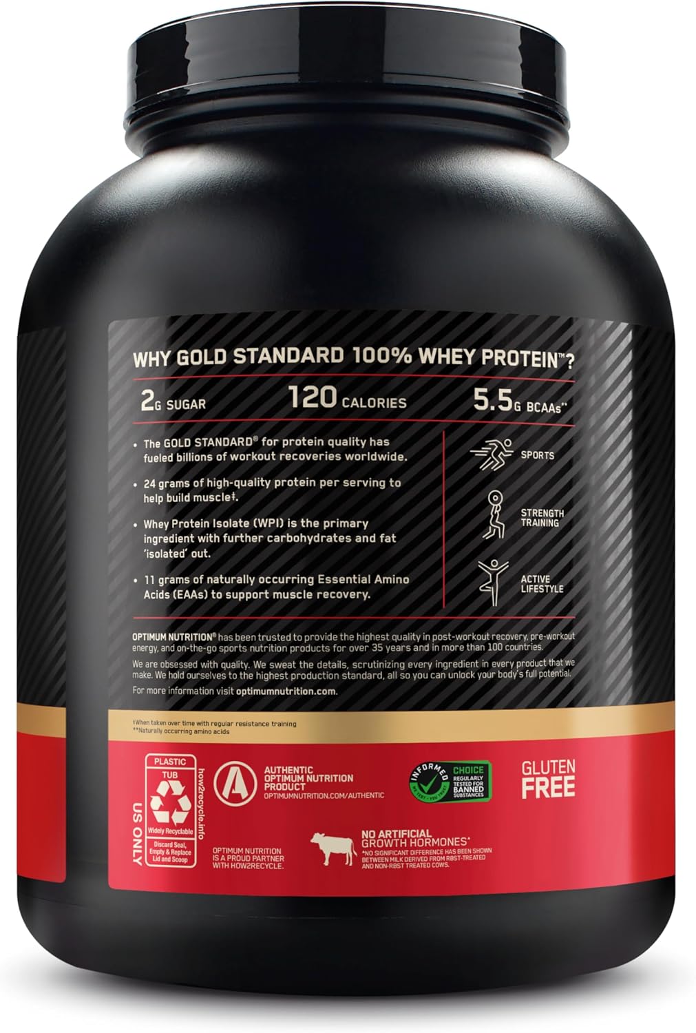 Optimum Nutrition Gold Standard 100% Whey Protein Powder, Extreme Milk Chocolate, 5 Pound (Packaging May Vary) | 24g of 100% Whey Protein Powder Per Serving, with BCAAs, Gluten Free, Banned Substance Tested, Easy Mixing, Muscle Support