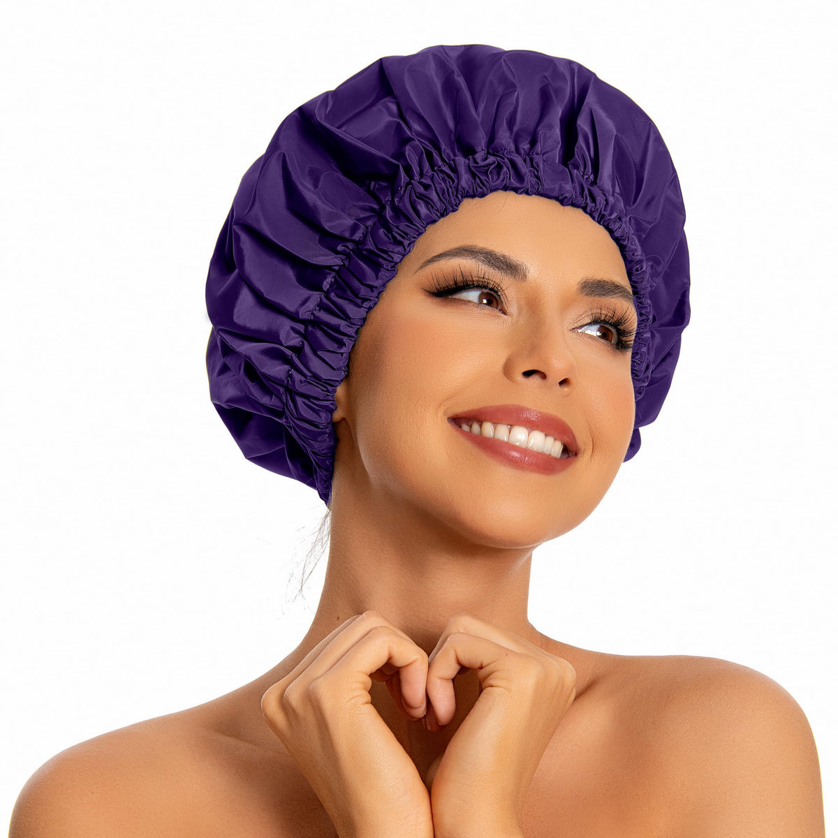 Edoneery Reusable Shower Caps for Women, Waterproof Long Hair Bonnet | Washable Design, Wide Elastic Band, Large Fit, Holds Long Hair, Braids Friendly, Bath Accessories, Spa, Travel