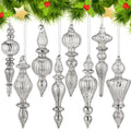 Mifoci 8 Pcs 6 Inch Mercury Glass Finial Christmas Ornaments,Red