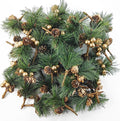 25PCS Artificial Pine Picks, Pine Needles Branches with Gold Berry Stems, Small Fake Berries Pinecones Branches for Crafts Christmas Tree DIY Garland Holiday Wreath(Gold)