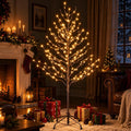 DUMOS 5 Ft Lighted Star Christmas Twig Tree with 200 LED Lights, Xmas Decor