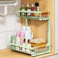 PXRACK Under Sink Organizer, Adjustable Height, 2 Tier Pull Out Under Cabinet Organizer, Slide Out Thickened Metal Under Sink Storage for Kitchen Bathroom Laundry Pantry Cabinet, White, Large-2-Pack