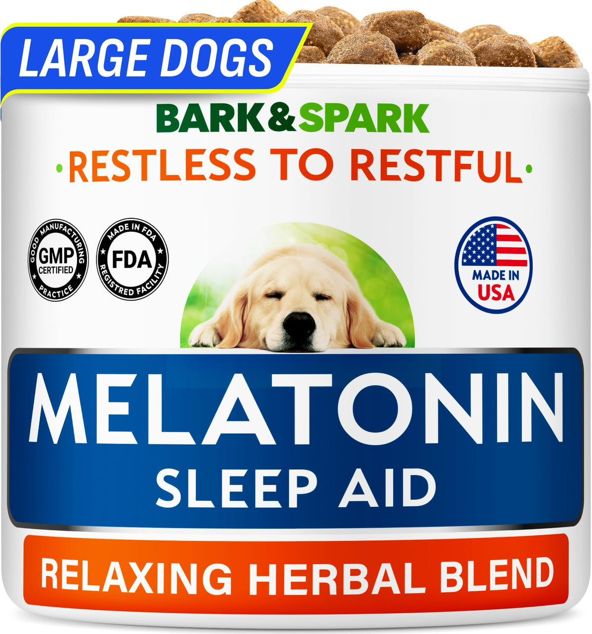 BARK&SPARK Advanced Calming Chews for Dogs - Hemp Chew + Melatonin - Anxiety Relief - Sleep Aid - Relaxing Treats - Stress Relief During Fireworks, Storms, Thunder, Barking