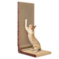 EHEYCIGA Cardboard Cat Scratcher for Indoor Kitten Cats, 19 Inch L Shaped Vertical Cat Scratching Board with Ball Cat Toy, Small Cat Scratcher Pad, Brown