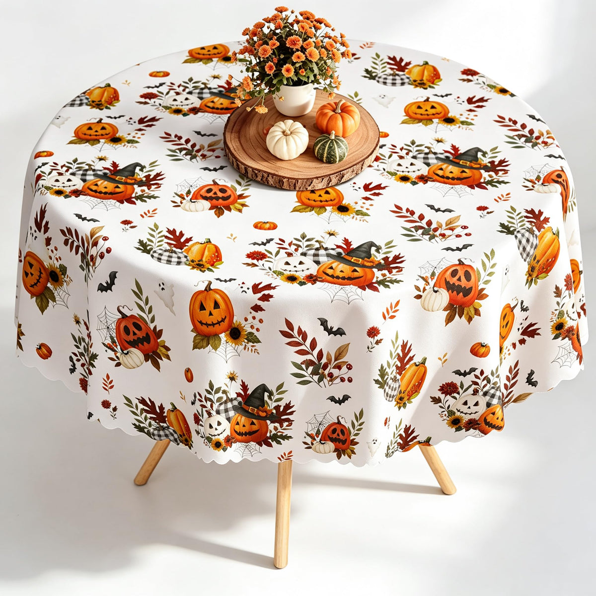 Fall Thanksgiving Tablecloth Waterproof Pumpkin Table Cloths for Autumn Harvest Indoor Outdoor Dining Room Decor-60 * 84" Oval