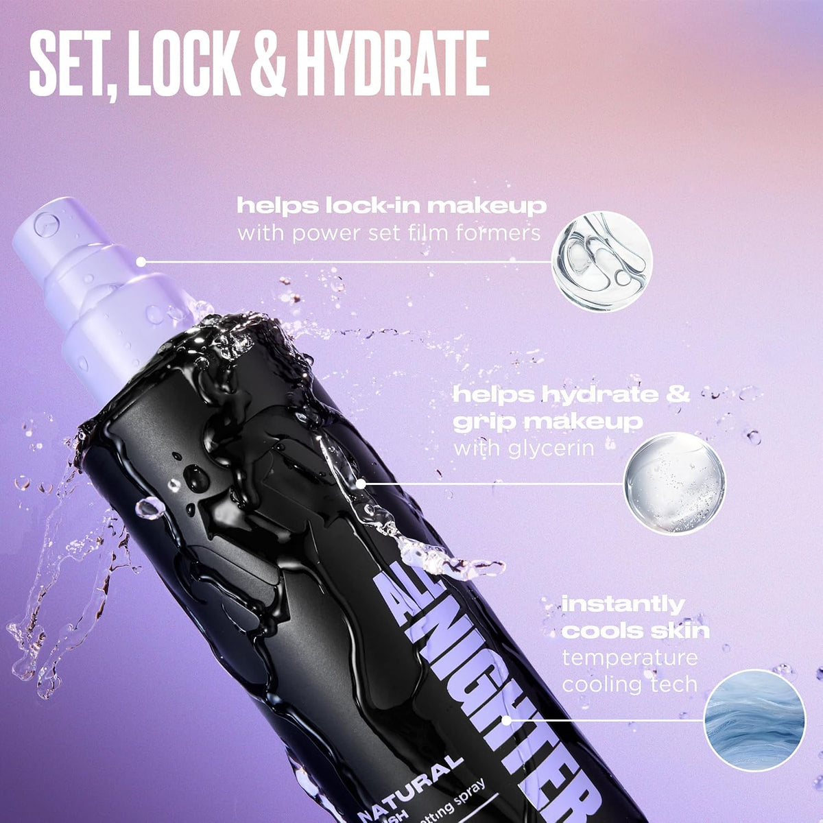 Urban Decay All Nighter Waterproof Makeup Setting Spray - Up to 24HR Wear, Natural Finish, Ultra-Fine Facial Mist, Transfer-Resistant, Foundation Face Primer, Hydrating, For All Skin Types