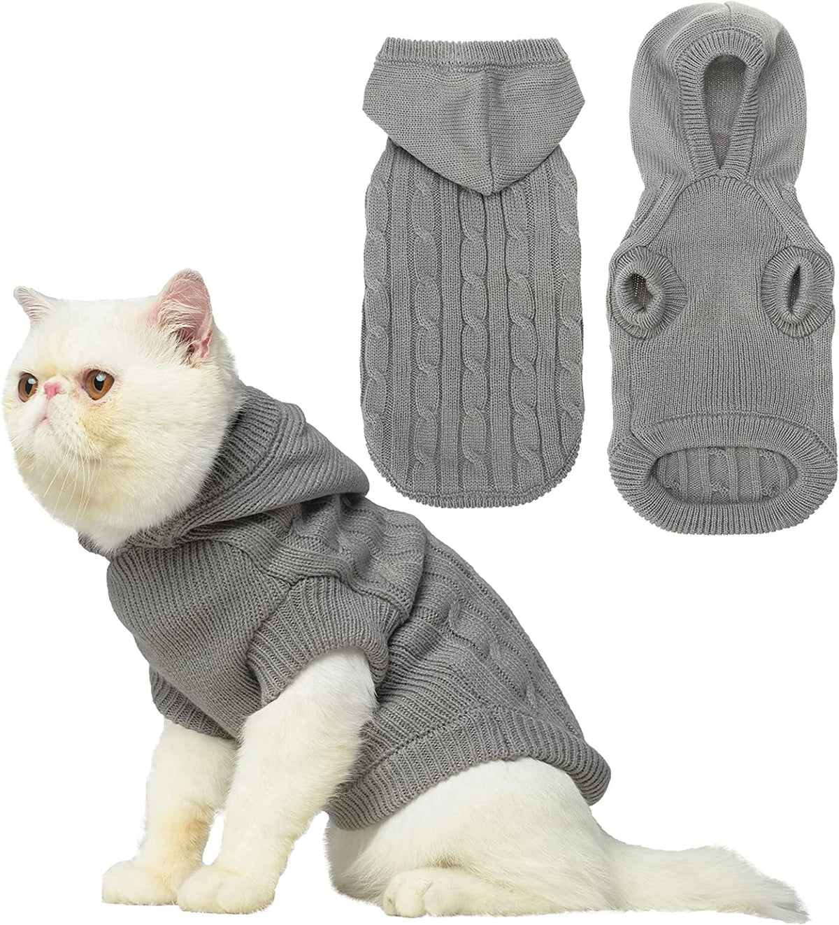 PUPTECK Winter Dog Cat Sweater Coat - Soft Cold Weather Clothes Knitwear for Kitties & Small Dogs Indoor Outdoor Walking Warm, Knitted Classic for Doggies Kitties Girls Boys, Pink M