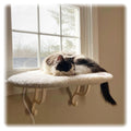 K&H Cat Window Perch Kitty Sill - Cat Window Hammock Bed with Strong Support Holds 40 lbs, Cushioned Windowsill Bed for Indoor Cats, Washable Cover, Cream Fleece, 24 x 14 Inches