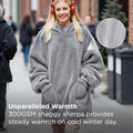 Bedsure Soft Wearable Blanket Hoodies for Women, Grey, Standard