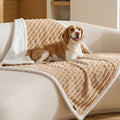 Bedsure ComfyFleece™ Waterproof Dog Blankets for Large Dogs,50x60 Cream | Soft Plush Couch Cover,Washable Corduroy Fleece for Furniture Protector,Cozy Calming Reversible Pet Blanket for Senior Dogs