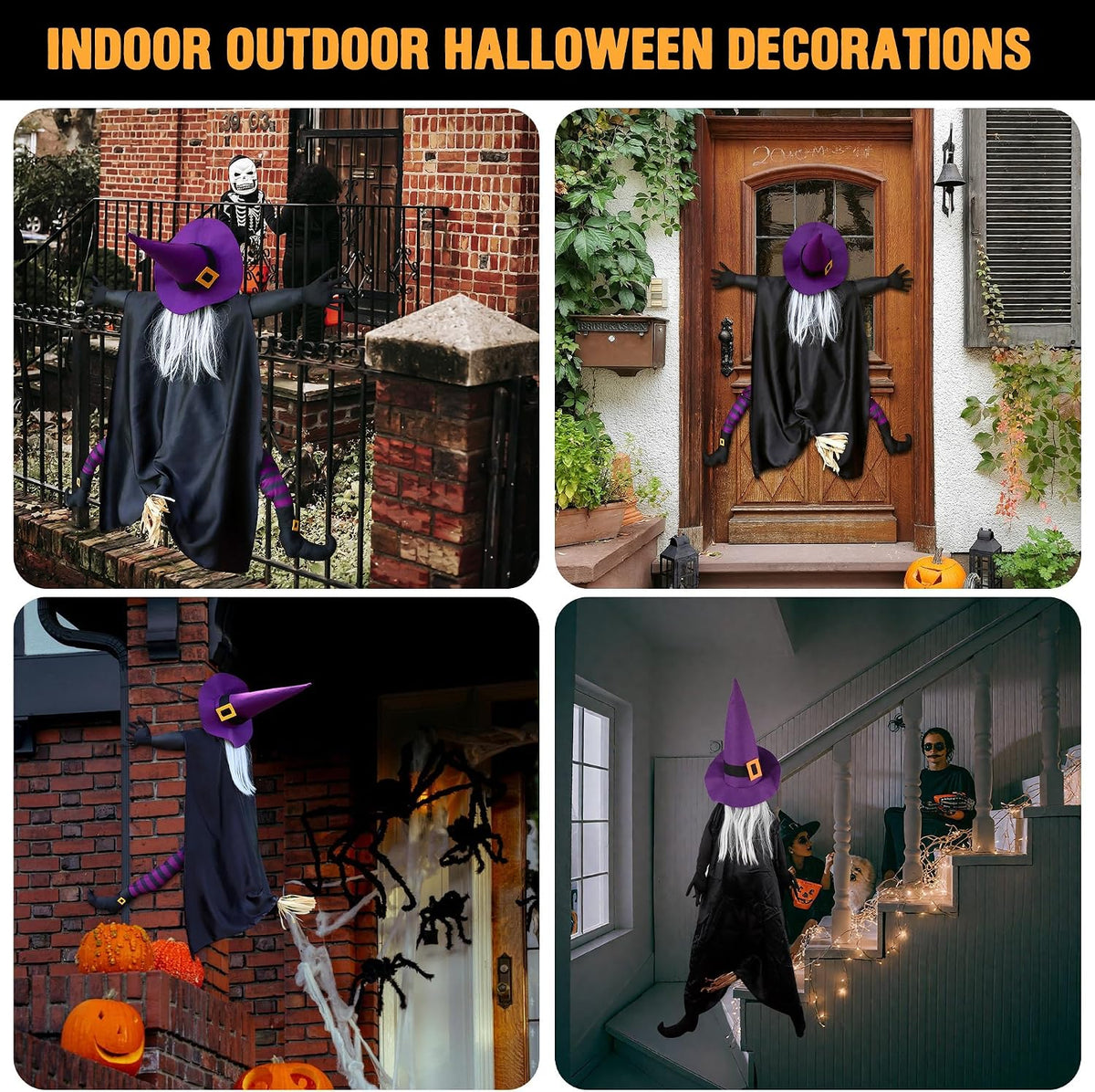Giiffu Halloween Decorations Outdoor 57" Crashing Witch into Tree Decor
