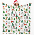 Christmas Dog Tree Blanket Soft Cozy Lightweight Xmas Throw Blanket for Couch Sofa Bed Living Room Home Decor for Boys Girls Kids Adults Gift 50x60 inch