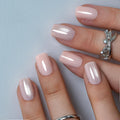 CurvLife Milky White Square Press on Nails Short, Soft Gel Fake Nails with Clean Nude Apricot Design Full Cover False Nails Glossy Nude Glue on Nails Artificial Stick on Nails for Women
