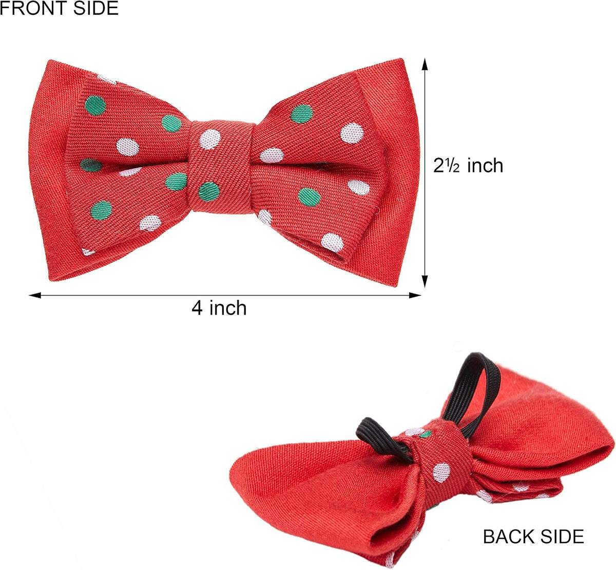 Blueberry Pet Luxurious Christmas Festival Polka Dot Adjustable Dog Collar with Detachable Bowtie, Neck 13-16.5", for Medium Breed
