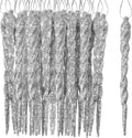 Aoriher 40 Pieces Christmas Glitter Icicle Ornaments, Silver