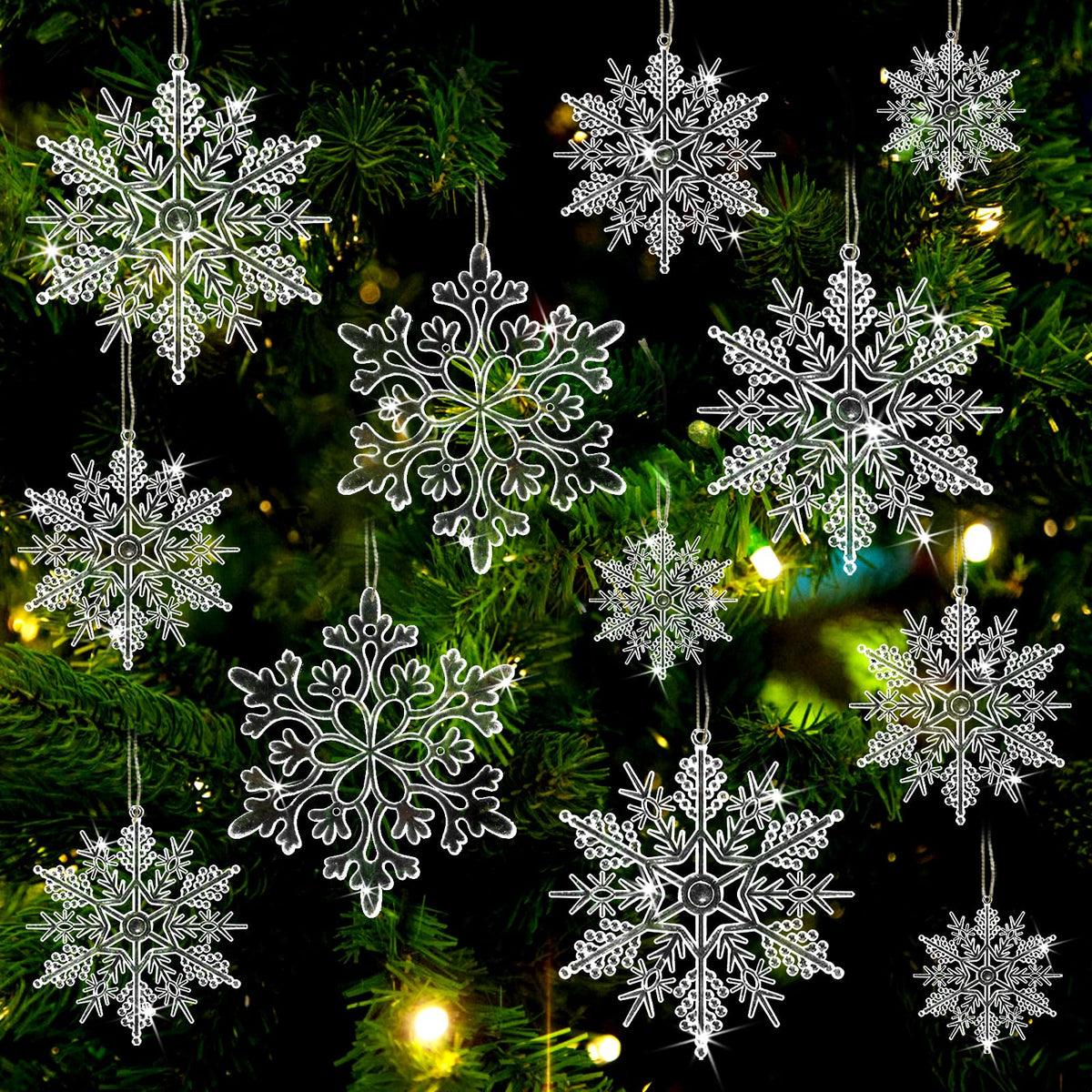 kockuu Christmas Decorations Snowflake Ornament White for Tree Decor Craft