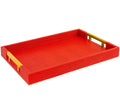Home Redefined 17.5"x12" Gold Glossy Crocodile Faux Leather Serving Tray Beautiful Modern Elegant Decorative Tray with Handles Ottoman Coffee Table Tray for All Occasion's