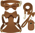 Beirui Cute Small Dog Harness Collar and Leash Set, Brown,XS,Chest 13-28"