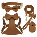 Beirui Cute Small Dog Harness Collar and Leash Set, Brown,XS,Chest 13-28"