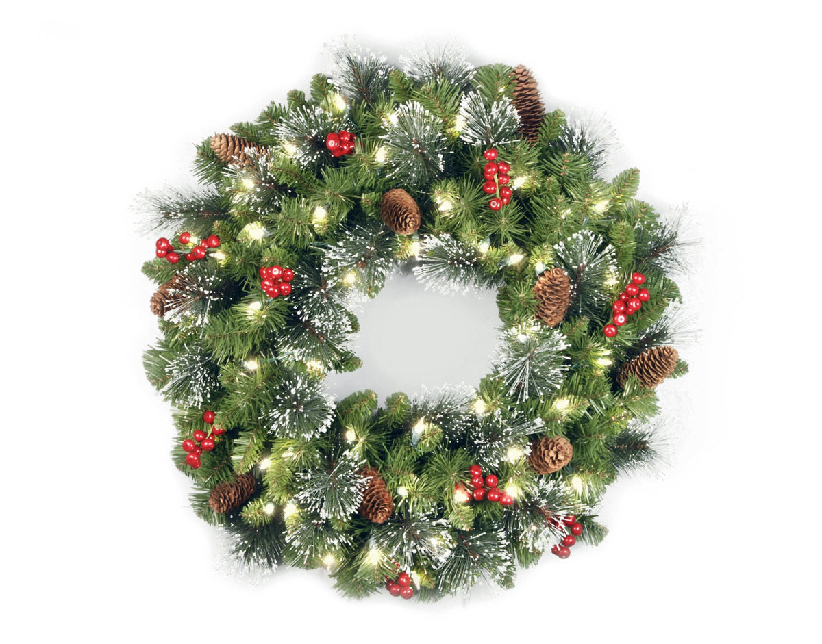 National Tree Company 24in Pre-Lit Crestwood Spruce Christmas Wreath