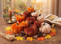 30 Pcs Velvet Fall Pumpkins Set with Leaves, Acorns & Pine Cones