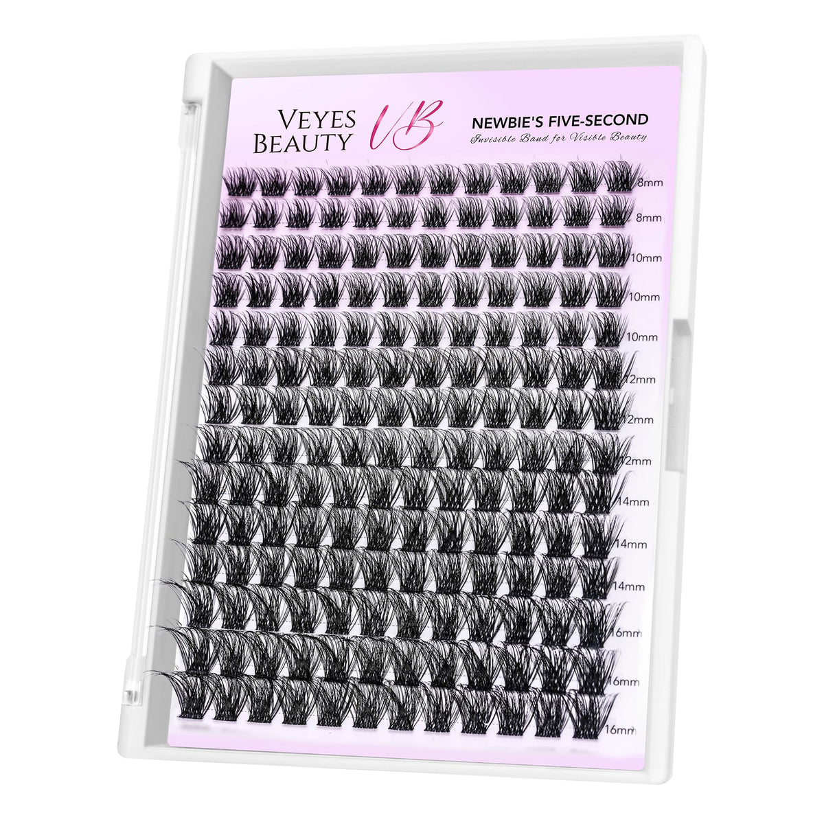 VEYESBEAUTY Lash Clusters Individual Eyelash Extensions Thin & Invisible Band DIY False Eyelashes for Self-application Newbie's Five-Second Series Wispy Lash Tray, Dreamy 8-16mm Mixed Length