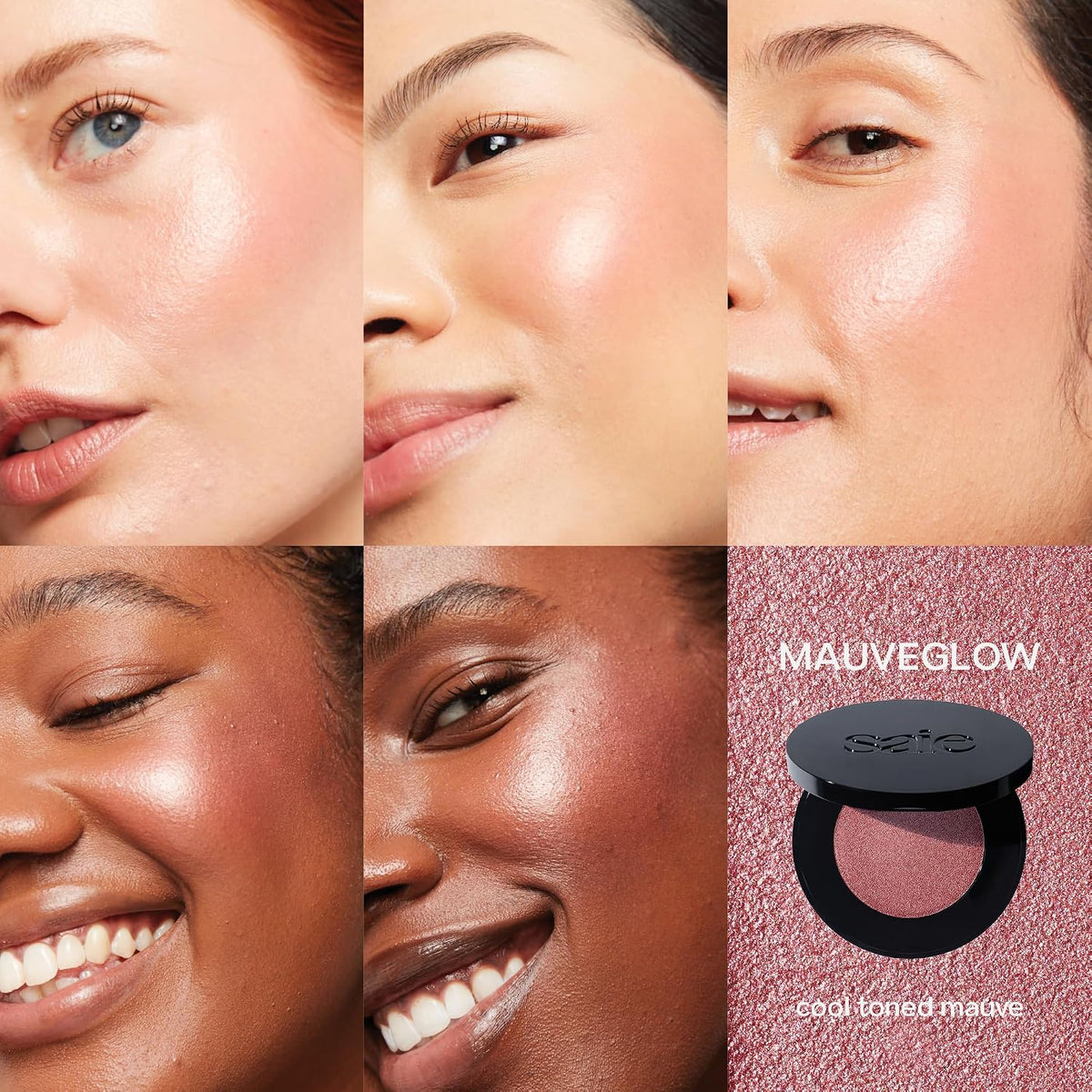 Saie Glow Sculpt Multi-Use Highlighter + Cream Blush - Lightweight Highlighter Makeup with Hyaluronic Acid + Micropearl for Radiant, Glowing Skin - Mauveglow (.02 oz)