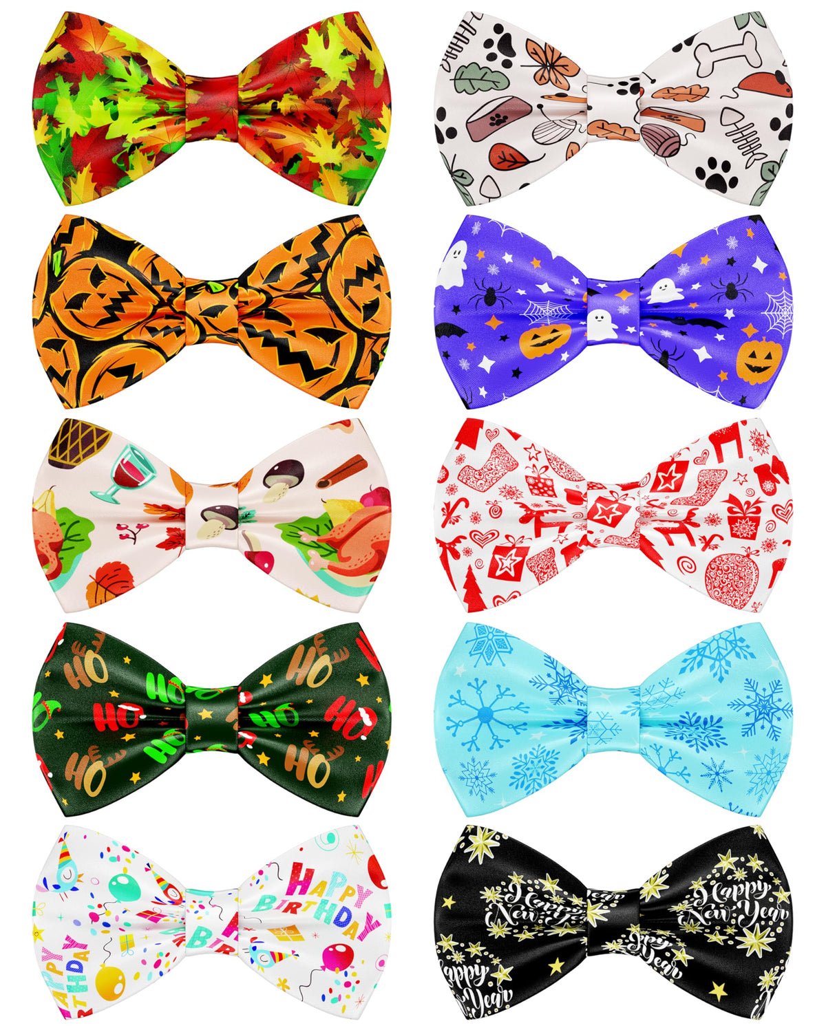 PET SHOW 10 Pack Fall Dog Bowties for Large Dogs Sliding on Collar