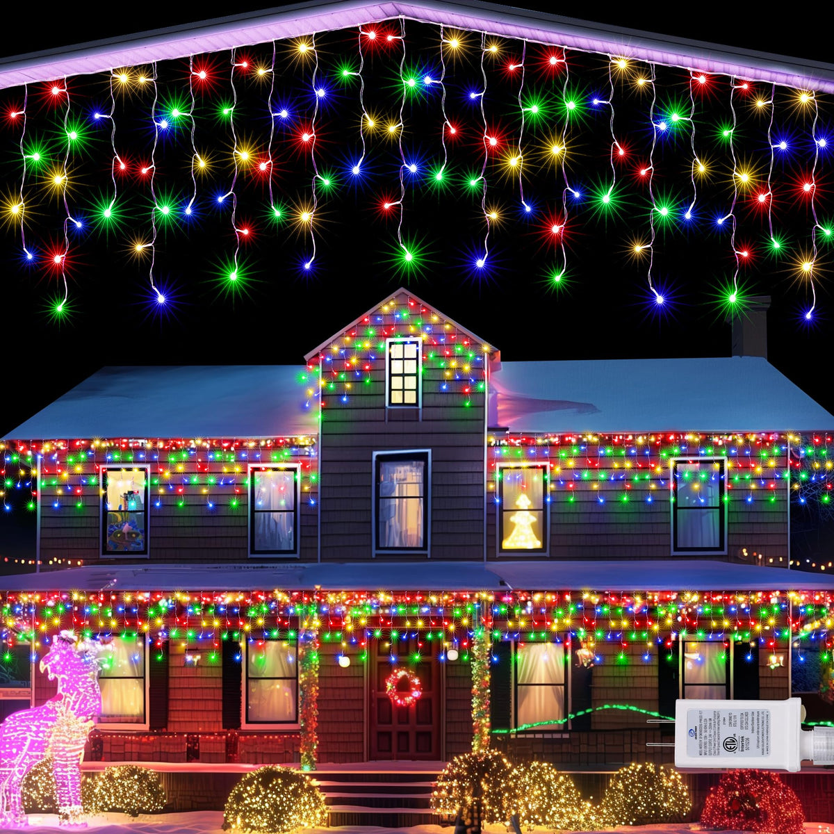 Lomotech Christmas Icicle Lights - 32Ft Christmas Lights,White