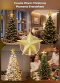 Brightown Gold Glitter Christmas Tree Topper Star, Sparkling Holiday Decor