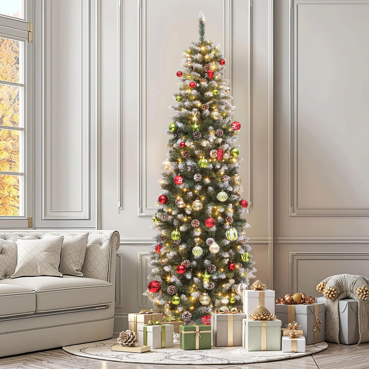 YITAHOME Prelit Green Pencil Christmas Tree 6 FT with Remote