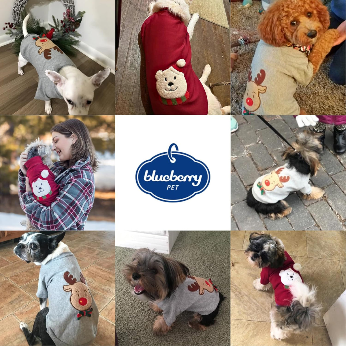 Blueberry Pet Soft & Comfy Merry Christmas Holiday Festive Gingerbread Man Pullover Turtleneck Fall Winter Dog Sweatshirt Coat, Back Length 10", Warm Clothes for Small Dogs