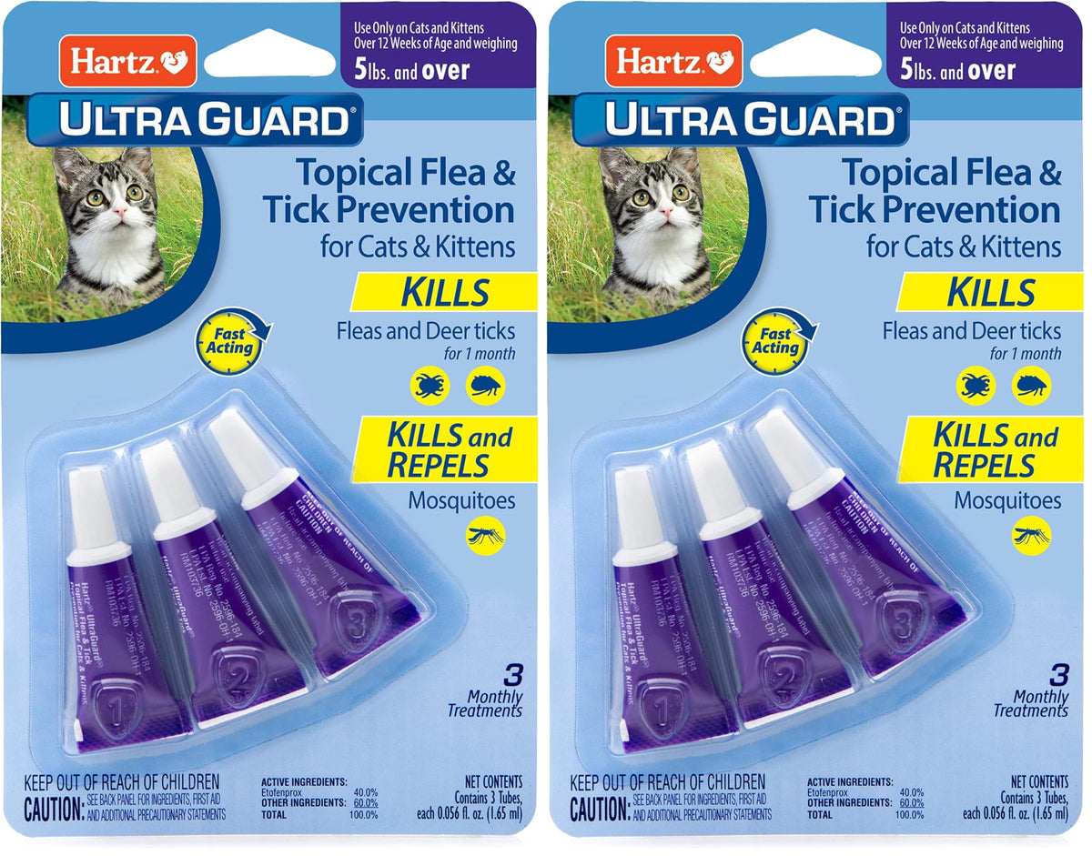 Hartz UltraGuard Topical Flea & Tick Prevention for Cats and Kittens - 3 Monthly Treatments