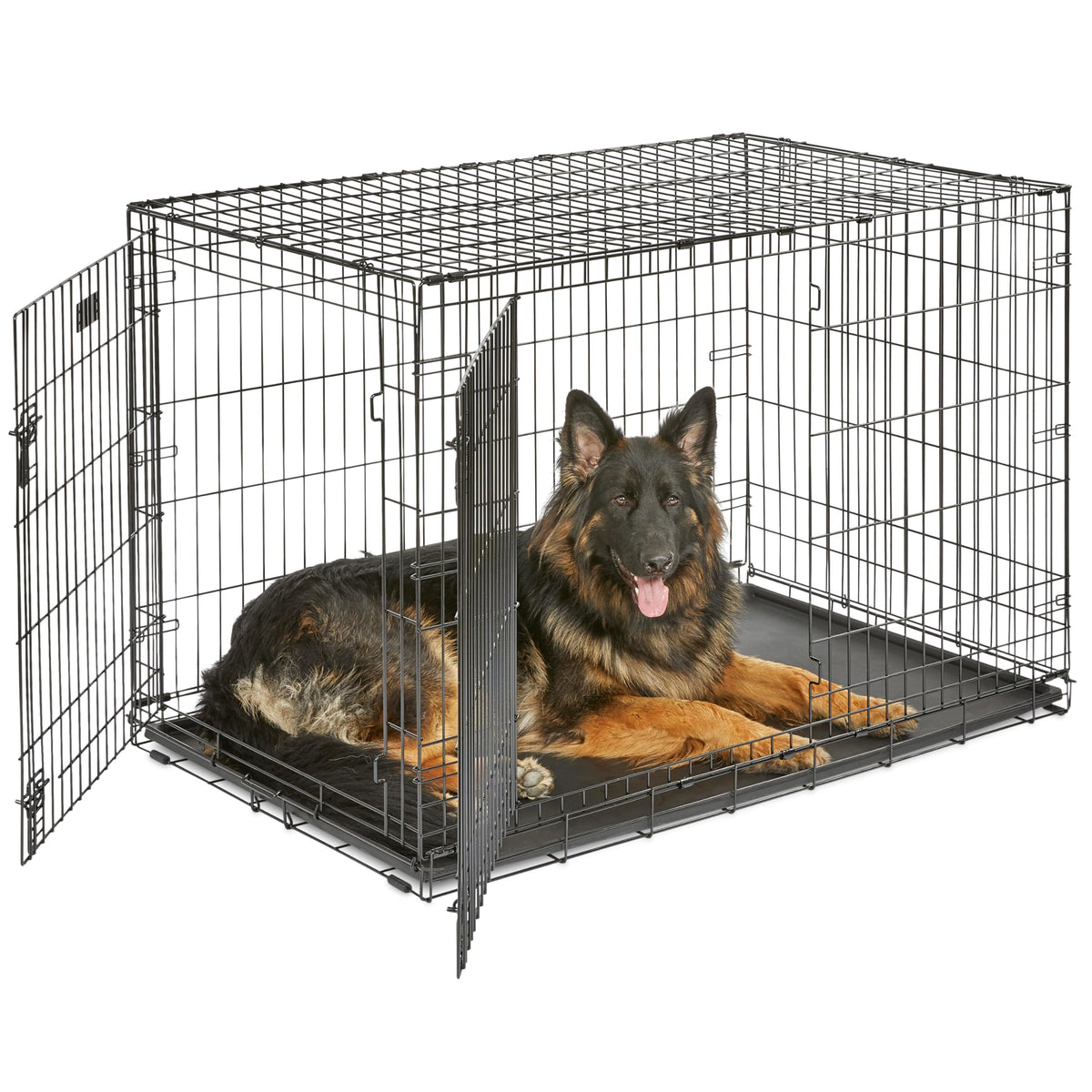 MidWest Homes for Pets 30-Inch iCrate for Medium Breeds, 21-40 lbs, Single Door Folding Dog Crate with Divider Panel, Leak-Proof Tray & Secure Latch, Portable, Durable & Easy to Assemble