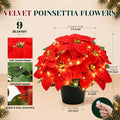 Der Rose Large Artificial Poinsettia Flowers with Lights for Outdoor, 14 in
