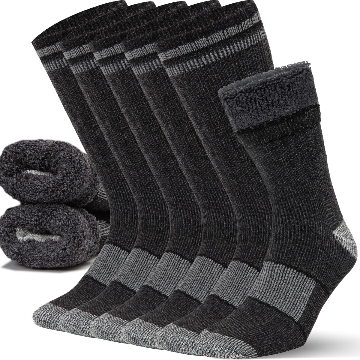 Alvada Mens Merino Wool Crew Socks Thermal and Warm Socks for Winter Work Hiking Running 3 Pairs