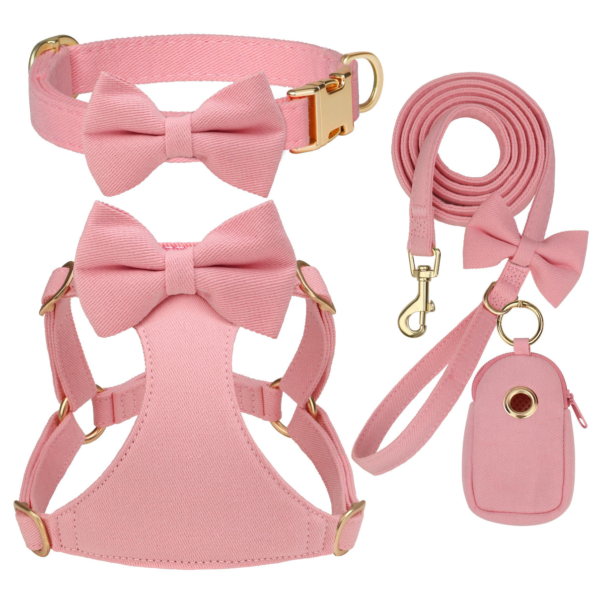 Beirui Cute Small Dog Harness Collar and Leash Set, Brown,XS,Chest 13-28"